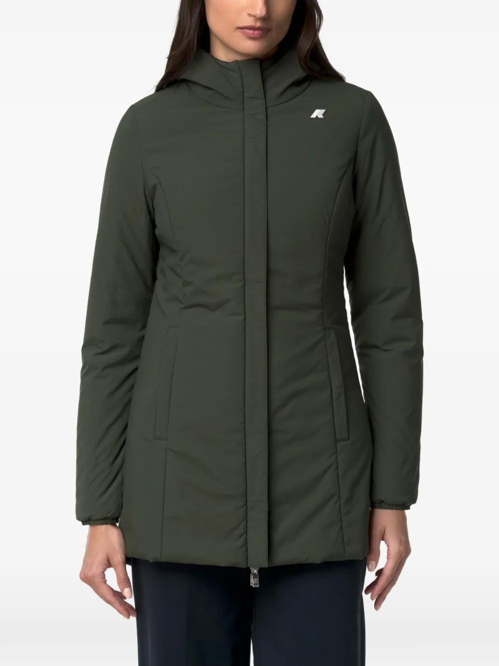 K-Way Jas met logo-patch en capuchon Blauw