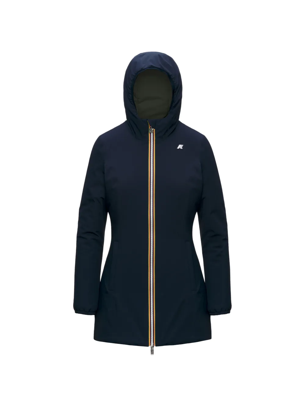 K-Way logo-patch hooded coat - Blu