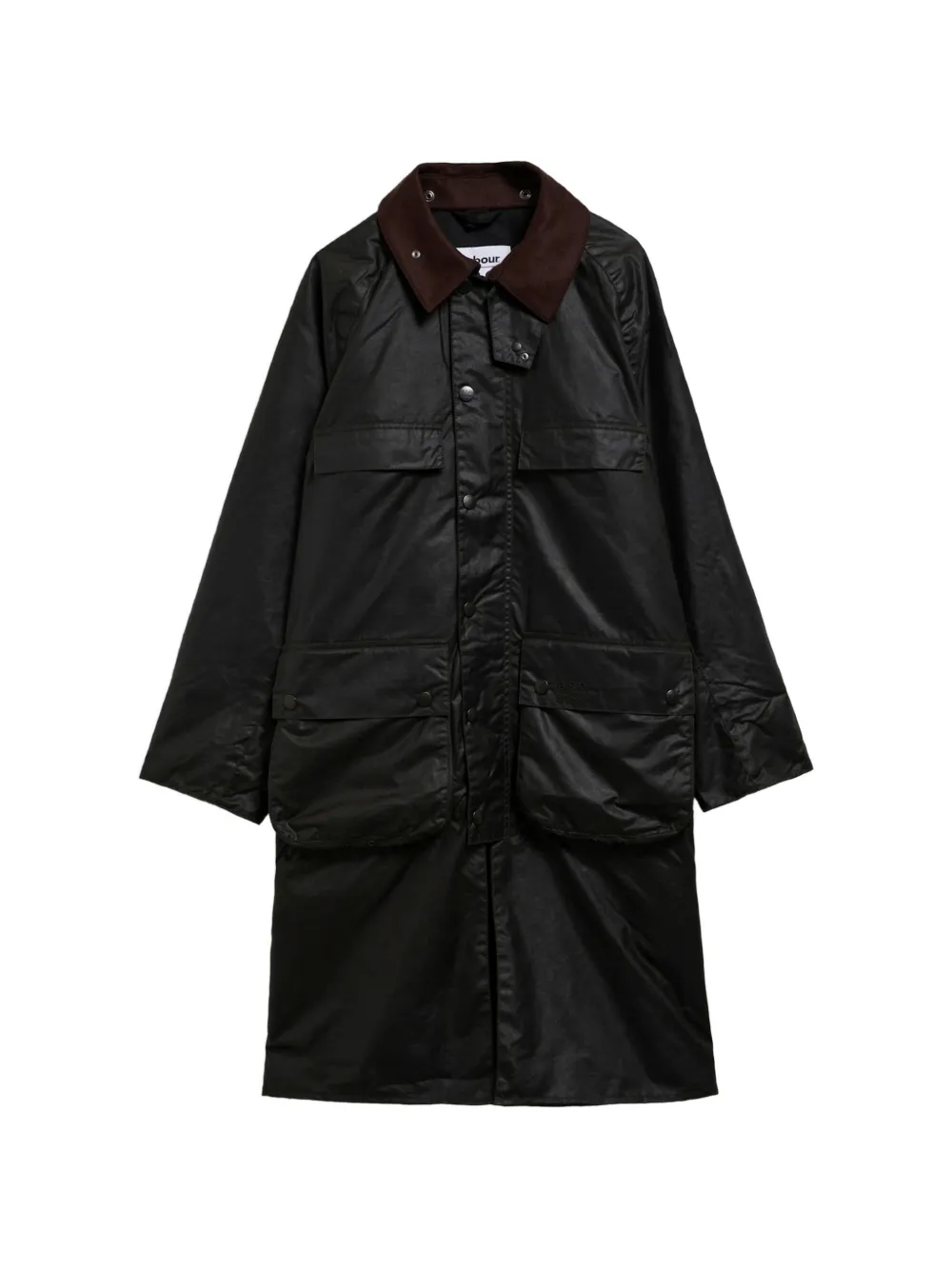 Barbour waxed-cotton corduroy-collar coat - Grün
