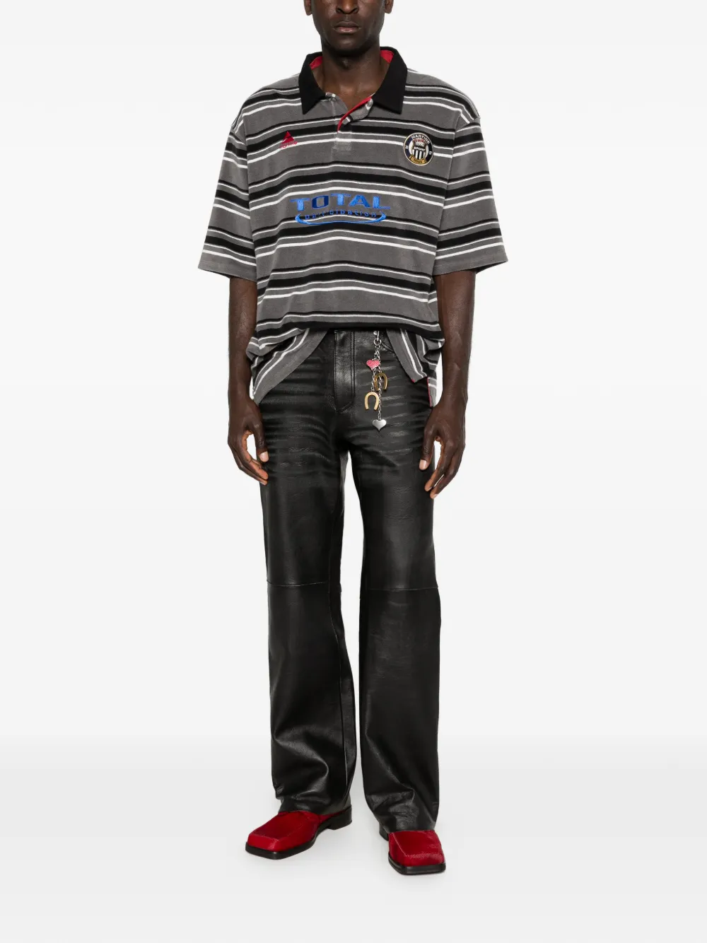 Martine Rose Poloshirt met gestreept logo Grijs