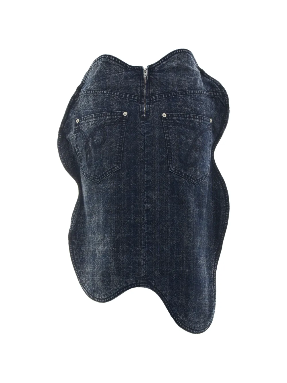 pushBUTTON Asymmetrische rok met acid wassing Blauw