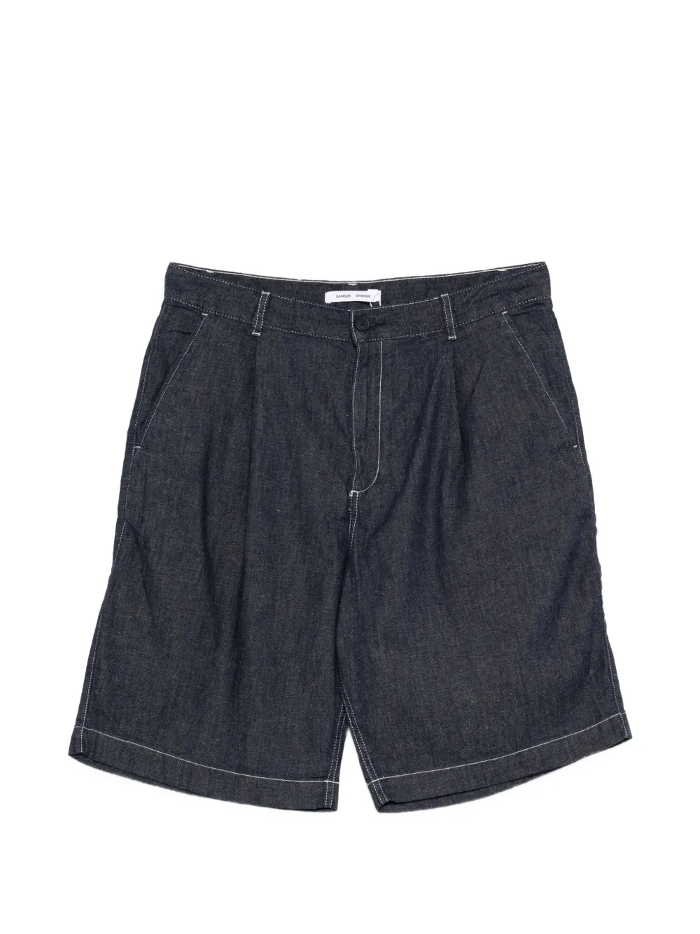 SAMSOE SAMSOE Samandla pleated contrast-stitch shorts - Blu