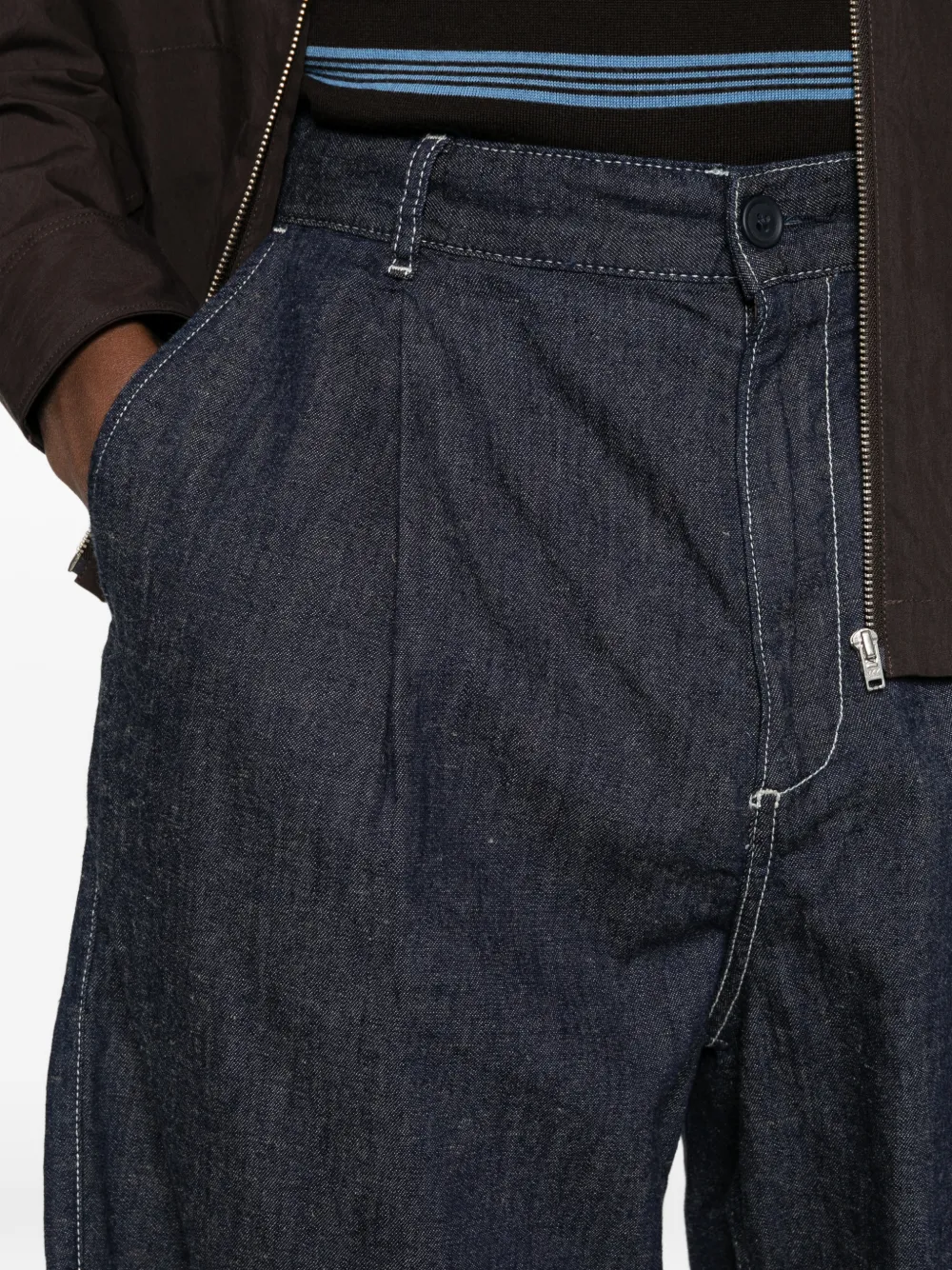 SAMSOE Samandla geplooide shorts met contrasterend stiksel Blauw