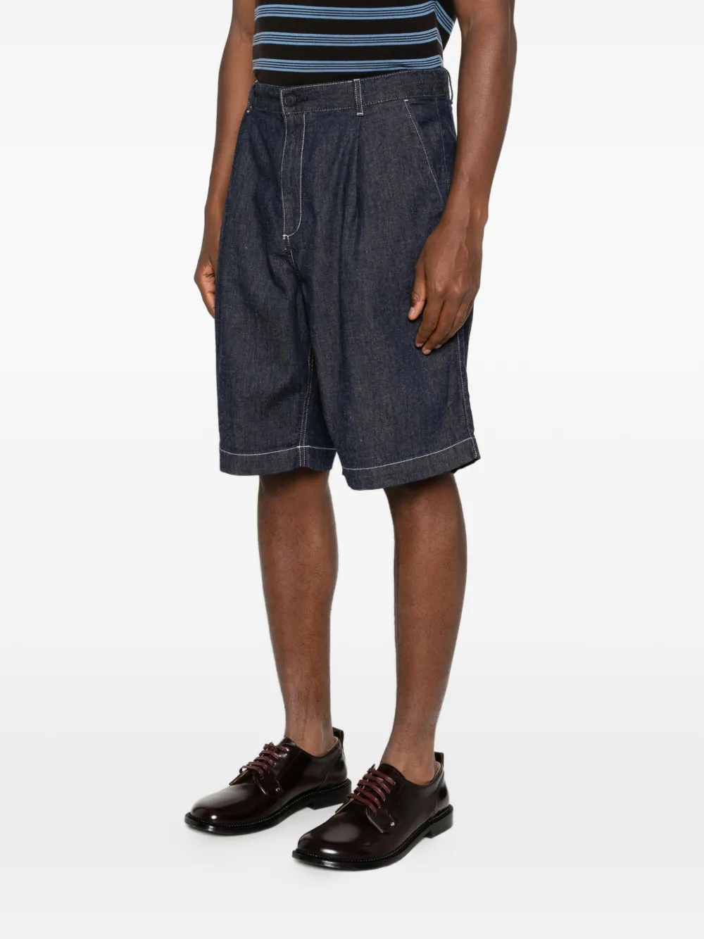 SAMSOE Samandla geplooide shorts met contrasterend stiksel Blauw