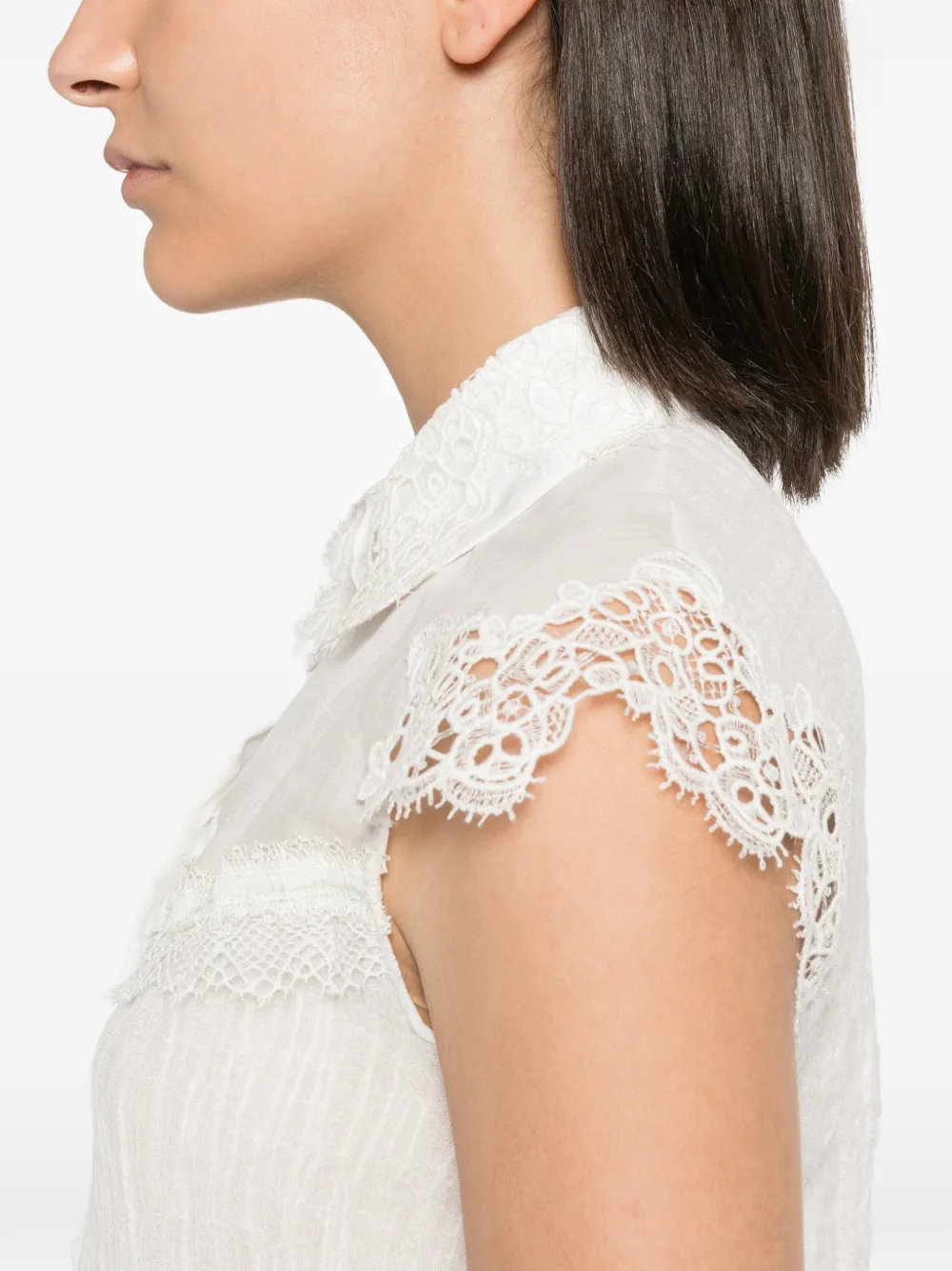 Ermanno Scervino Shirt met afwerking van kant Wit