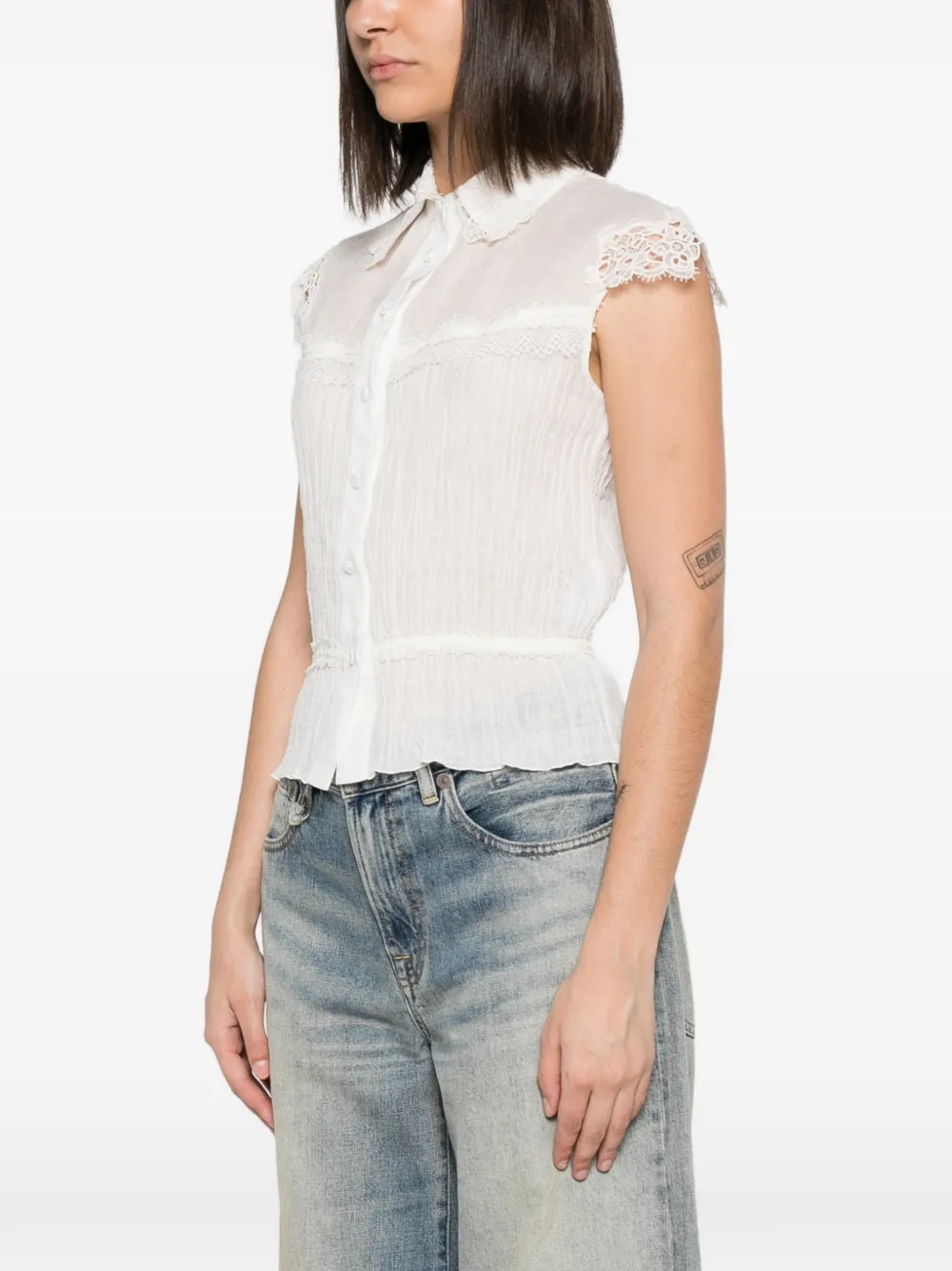 Ermanno Scervino Shirt met afwerking van kant Wit