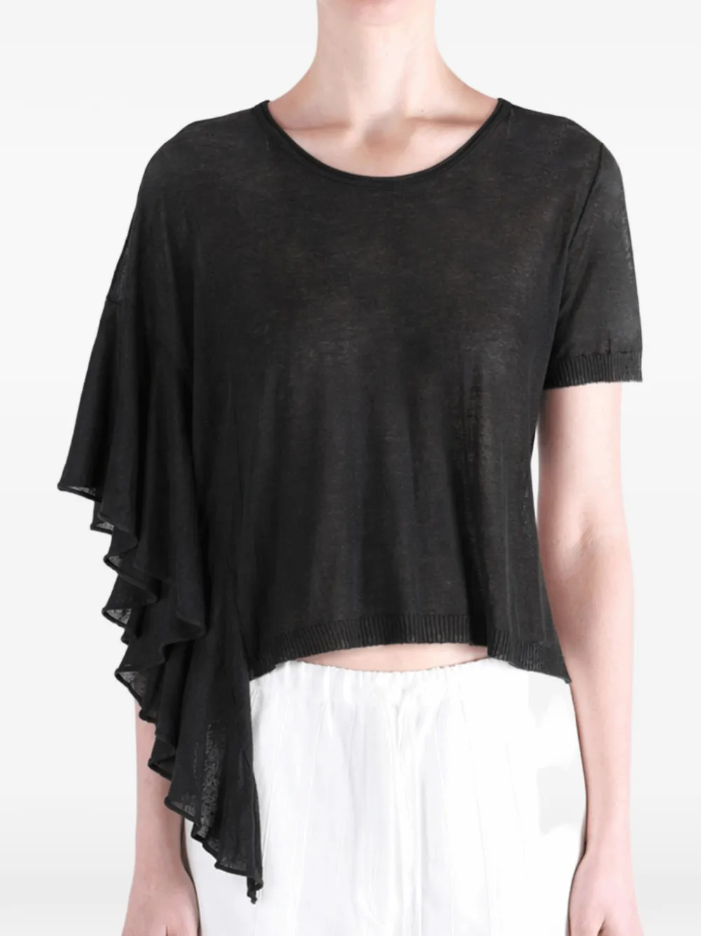 Uma Wang T-shirt met ruches Zwart