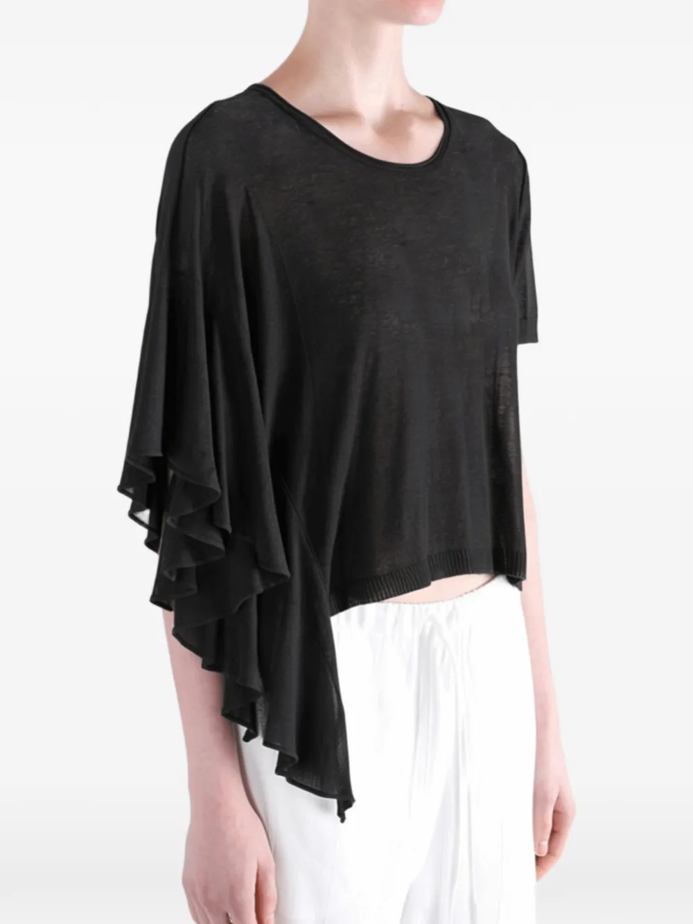 Uma Wang T-shirt met ruches Zwart