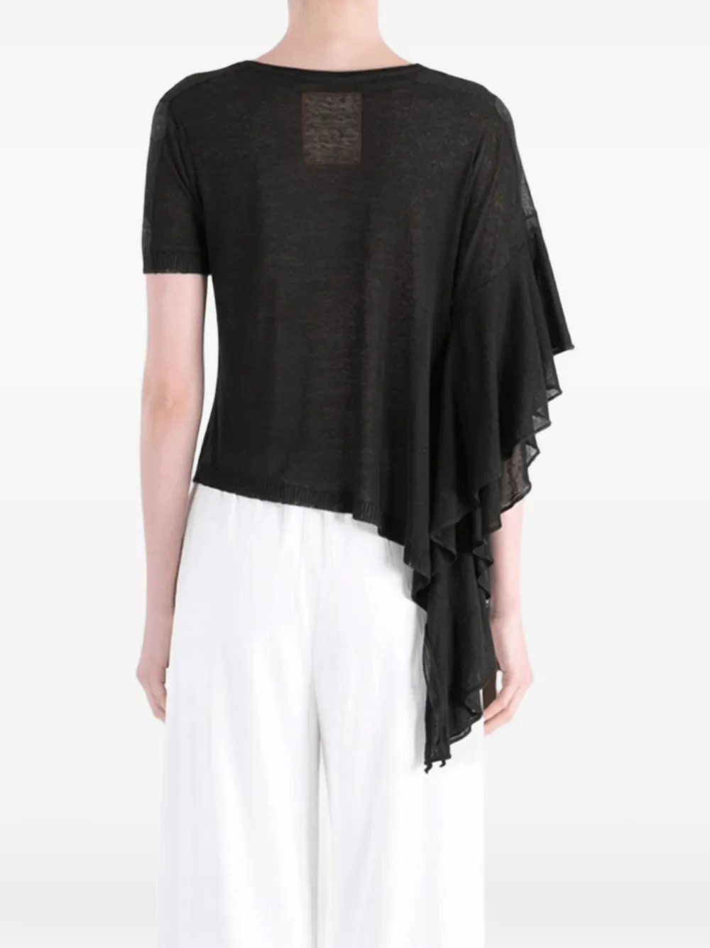 Uma Wang T-shirt met ruches Zwart