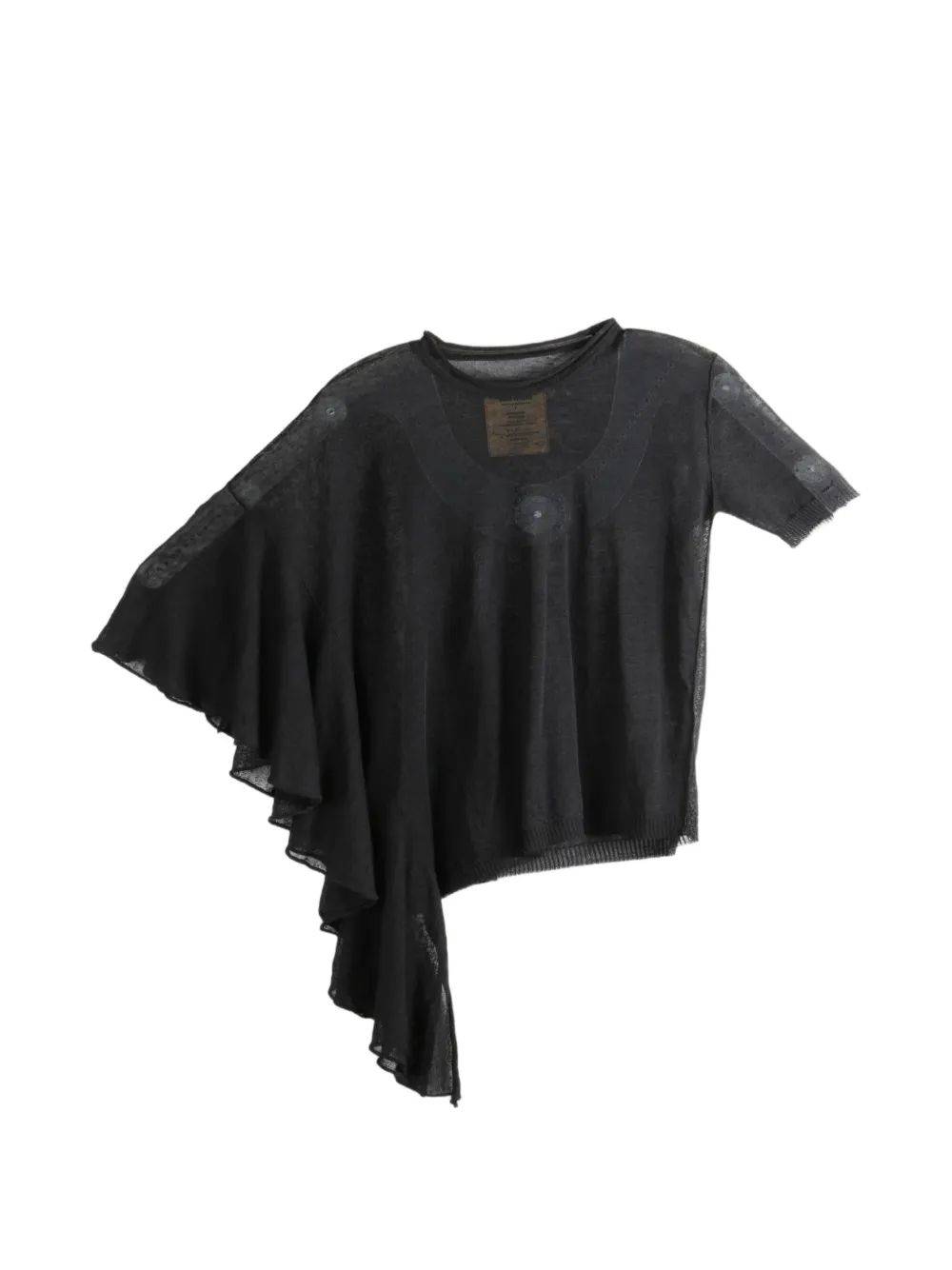 Uma Wang asymmetric ruffled T-shirt - Nero