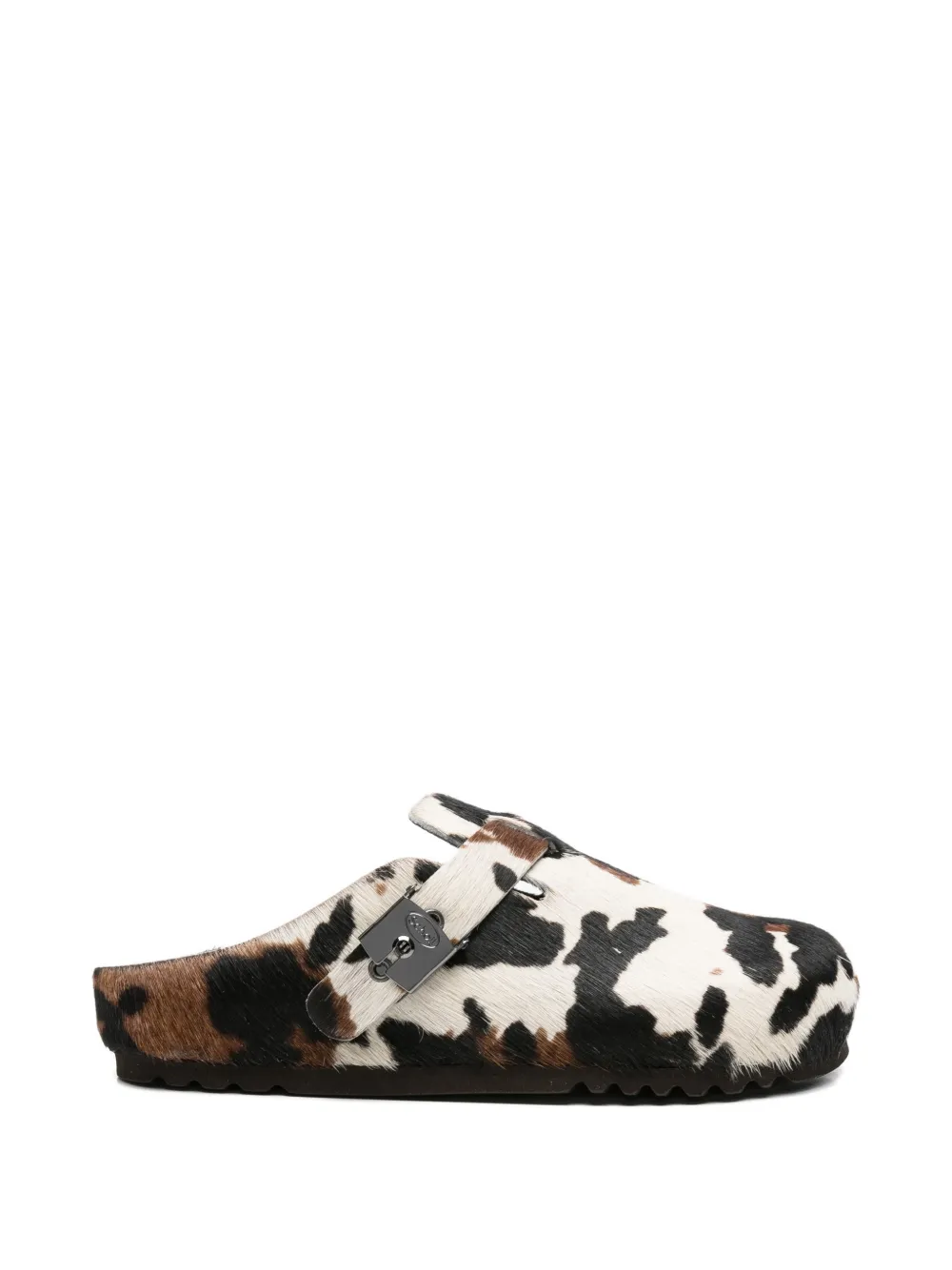 Scholl cow-print calf-hair mules - Bianco