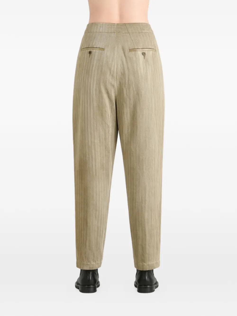 Uma Wang Broek met visgraat-patroon en wikkel-stijl Bruin