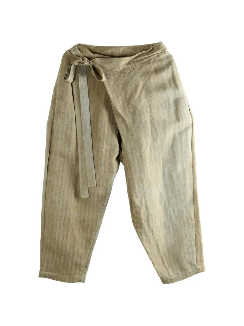 Uma Wang herringbone-pattern wrap-style trousers - Marrone
