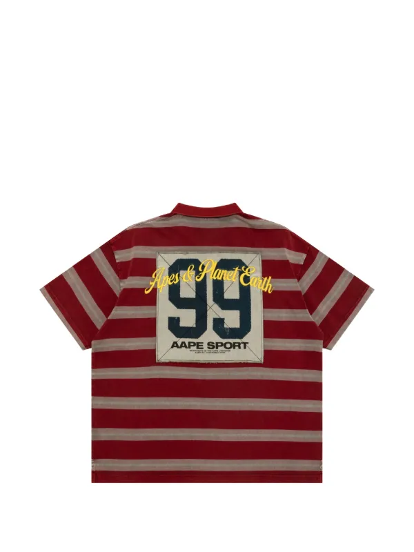 AAPE BY *A BATHING APE® ストライプ ポロシャツ | レッド | FARFETCH JP
