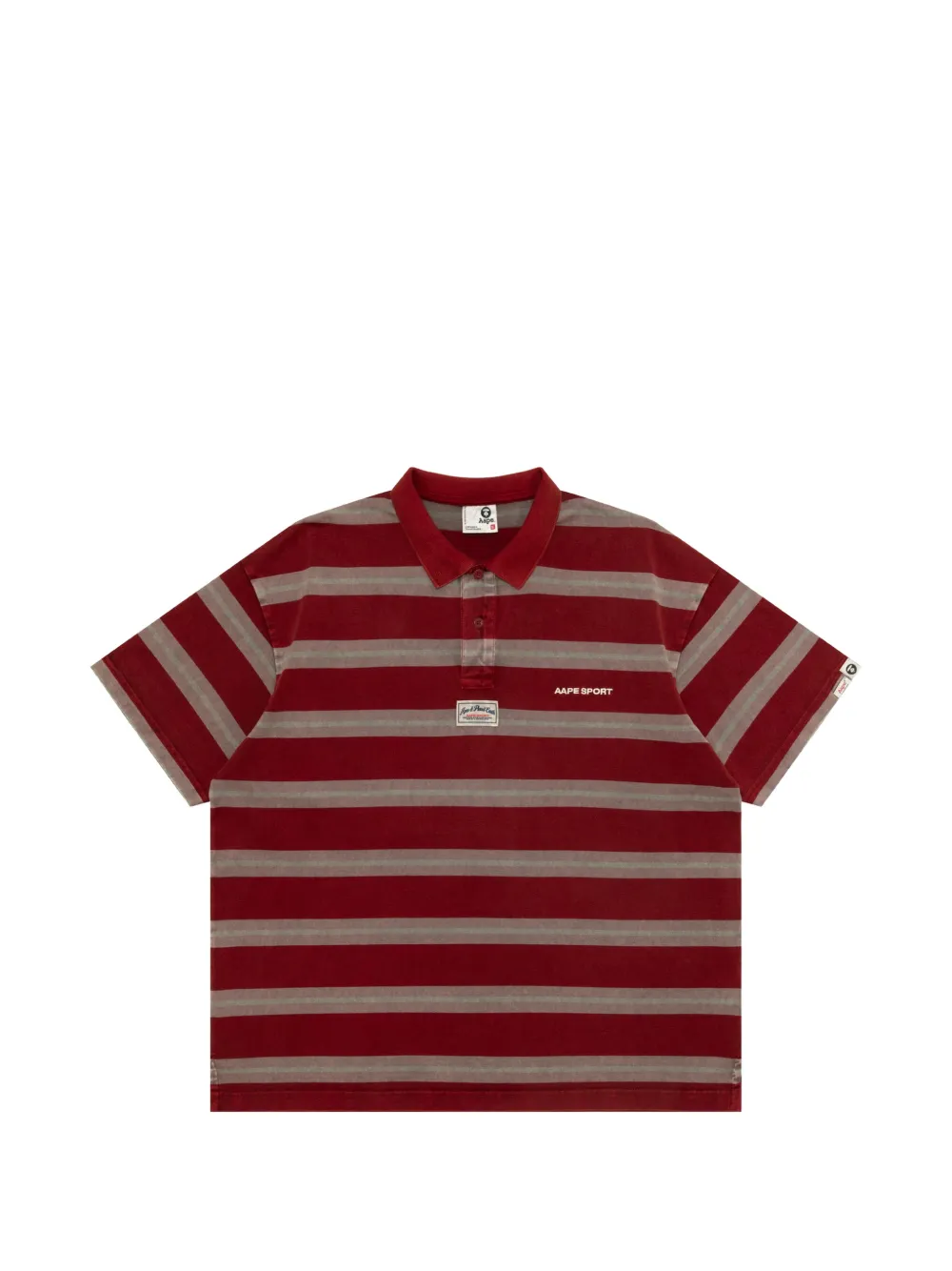 AAPE BY *A BATHING APE® striped logo-patch polo shirt - Rosso