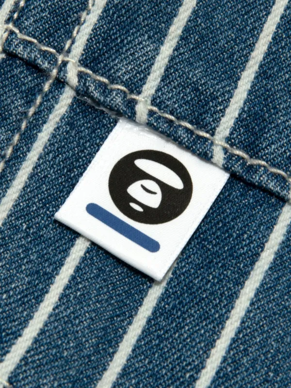 A BATHING APE ヒッコリーストライプハーフパンツ AAPE BY *A BATHING APE® ストライプ ロゴショートパンツ | ブルー