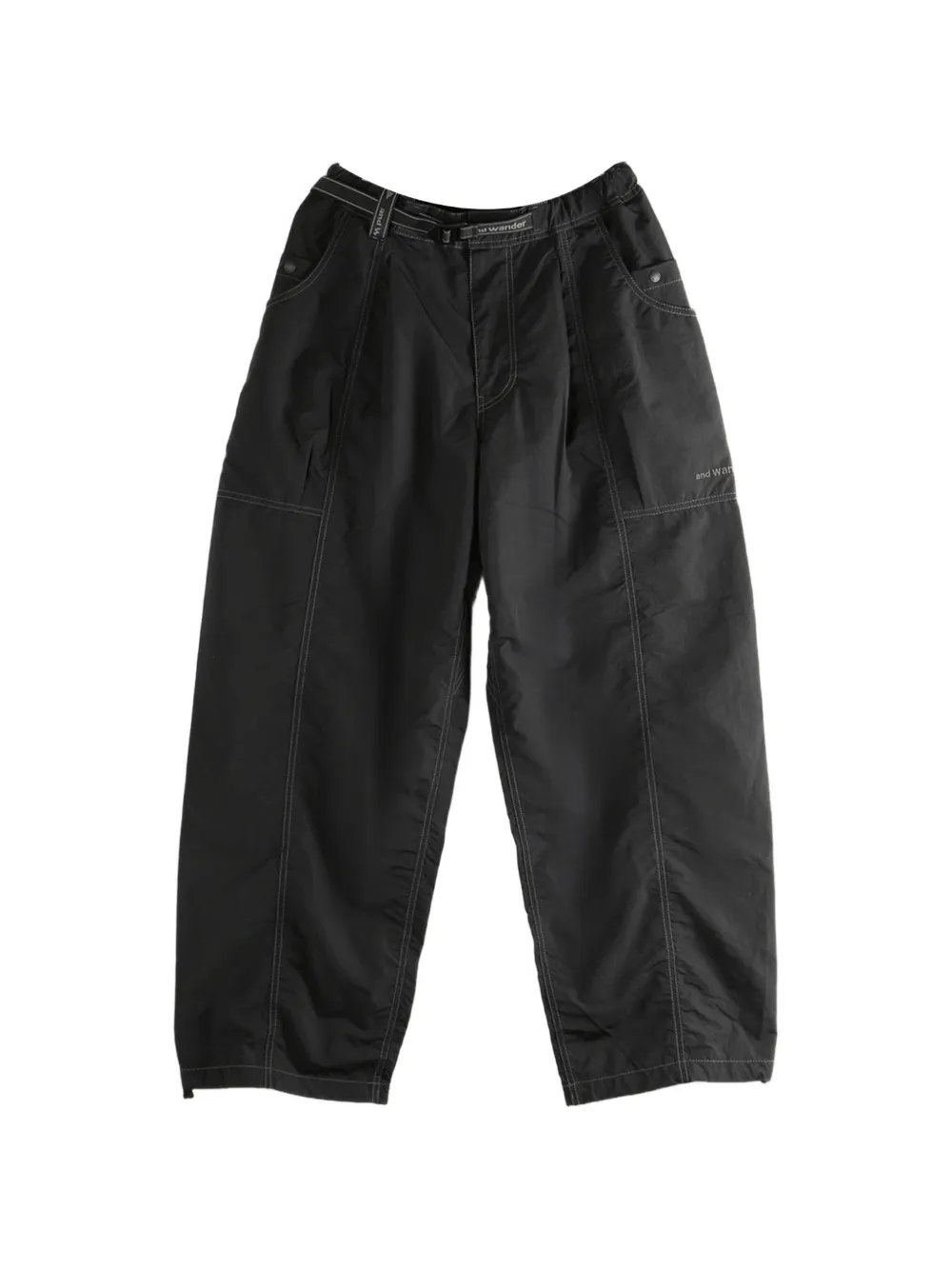 and Wander contrast-stitch belted trousers - Nero