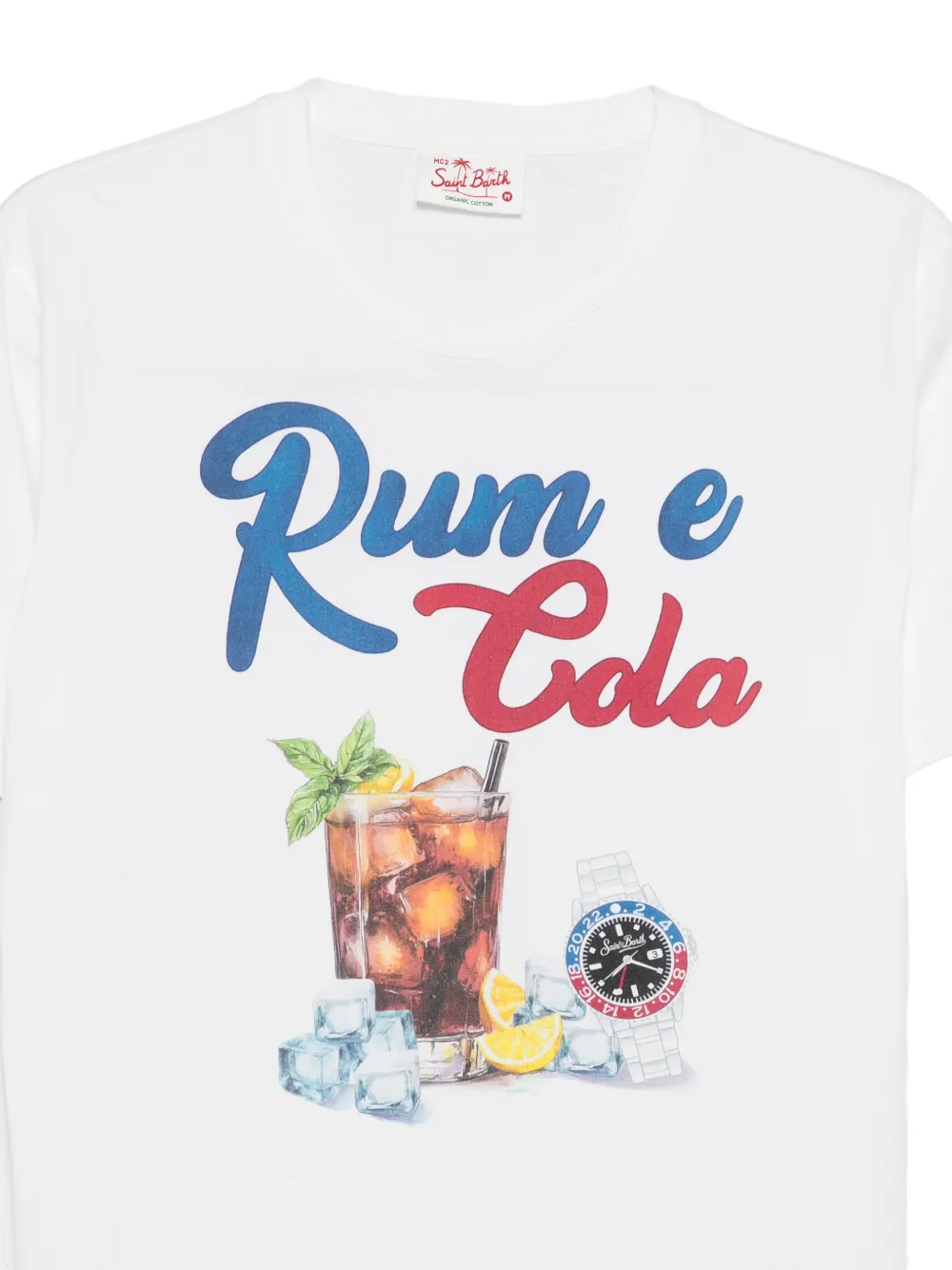 MC2 Saint Barth Denver T-shirt met cocktailprint en tekst Wit