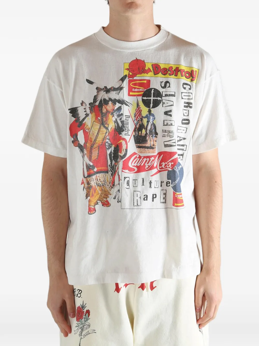 SAINT MXXXXXX T-shirt met grafische print Beige