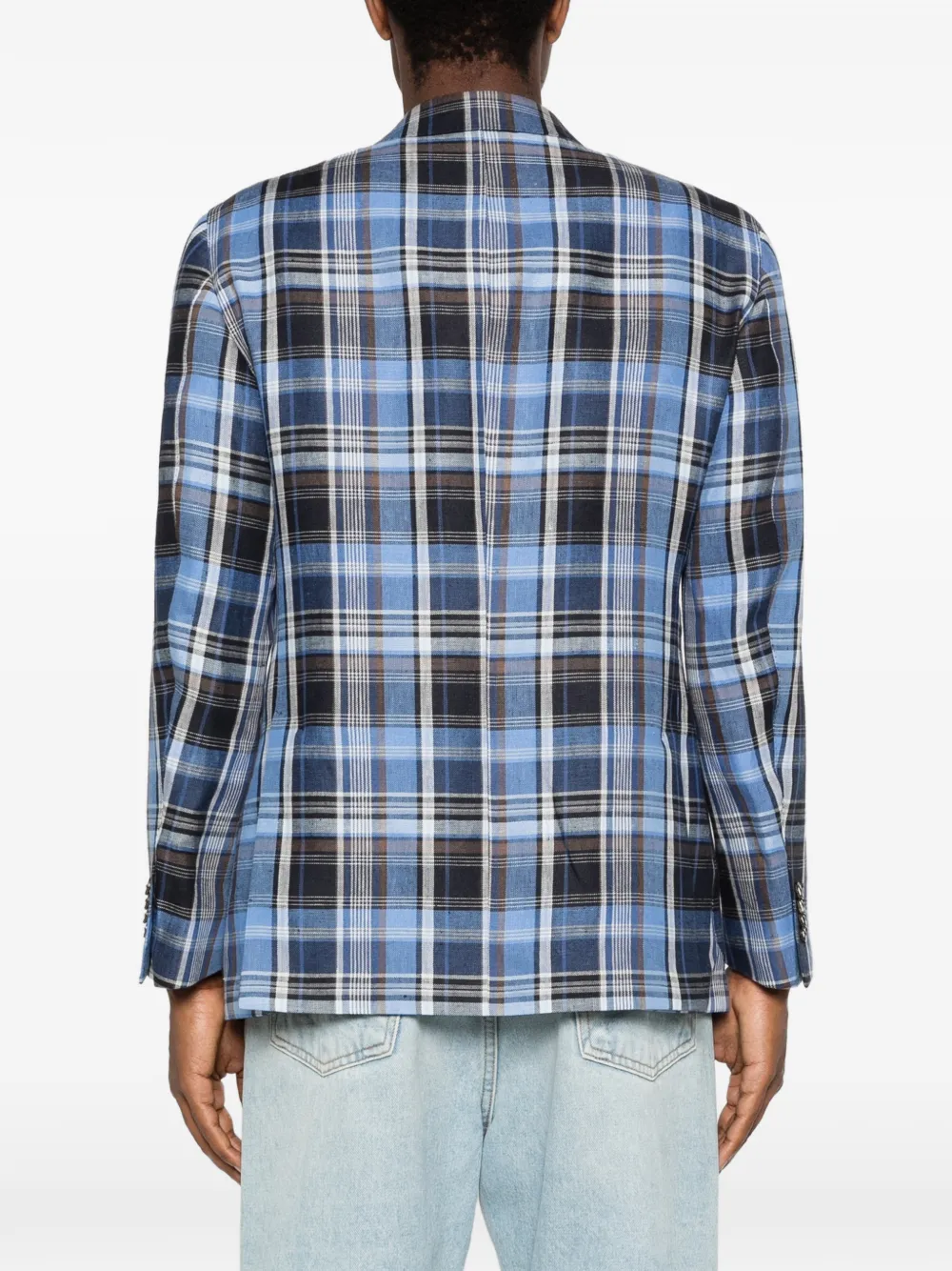 Gabriele Pasini Geruite blazer met gekerfde revers Blauw