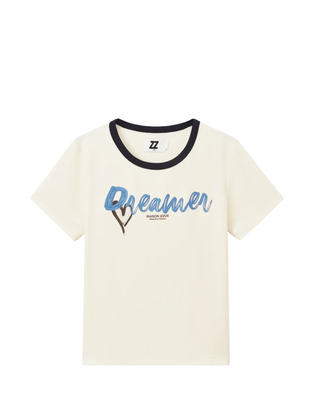 izzue Dreamer slogan-print ringer T-shirt - Toni neutri