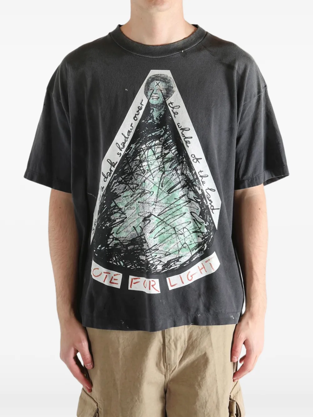 SAINT MXXXXXX Vote F Light T-shirt met korte mouwen en grafische print Grijs