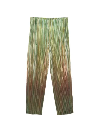 Homme Plissé Issey Miyake ストライプ タックパンツ | グリーン