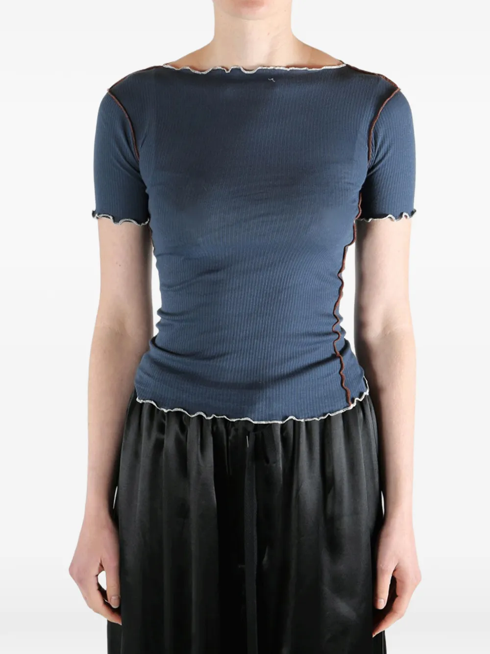 Baserange T-shirt met afwerking Blauw