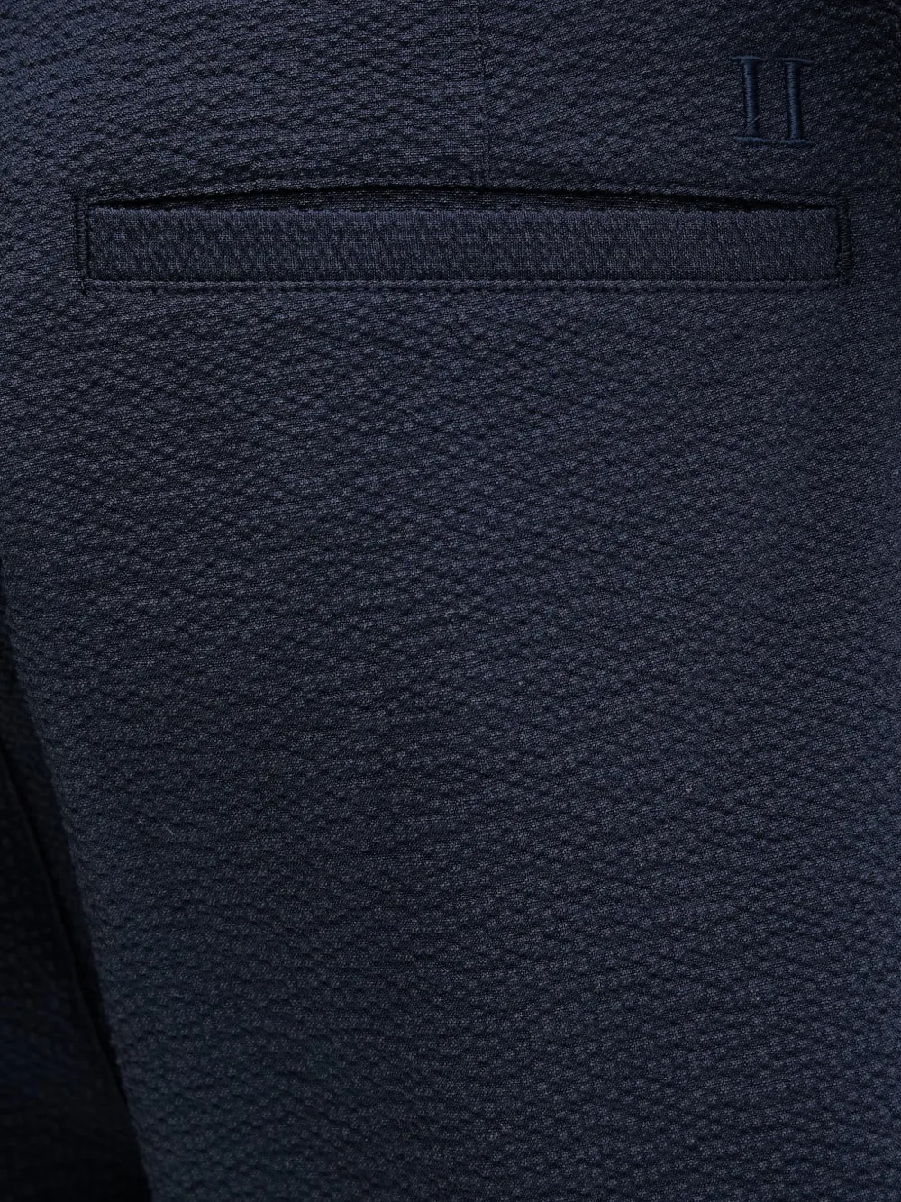 Les Deux Shorts met geborduurd logo en seersucker-textuur Blauw