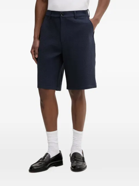 Les Deux seersucker-textured logo-embroidered shorts