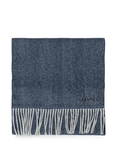 Lanvin herringbone-pattern fringed scarf