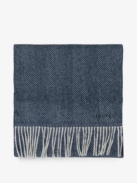 Lanvin herringbone-pattern fringed scarf