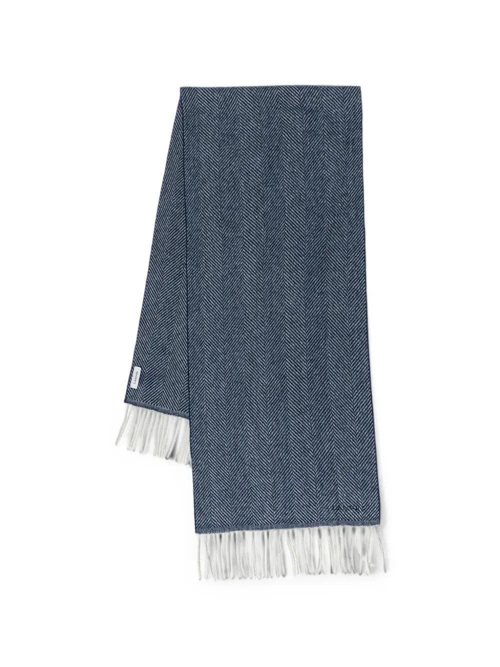 Lanvin Sjaal met visgraat patroon en franje Blauw