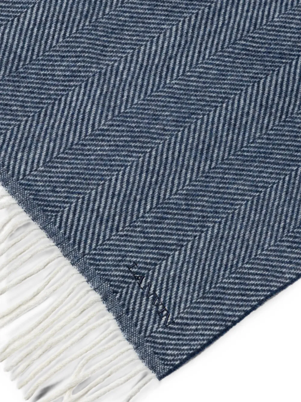 Lanvin Sjaal met visgraat patroon en franje Blauw