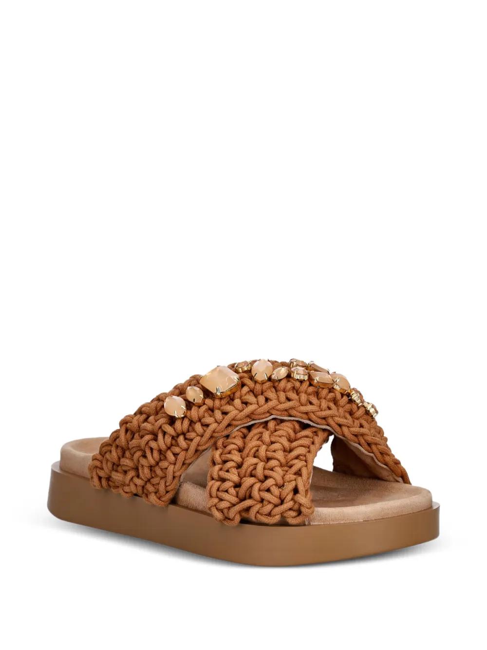 Inuikii Woven Stones crystal-embellished sandals Bruin