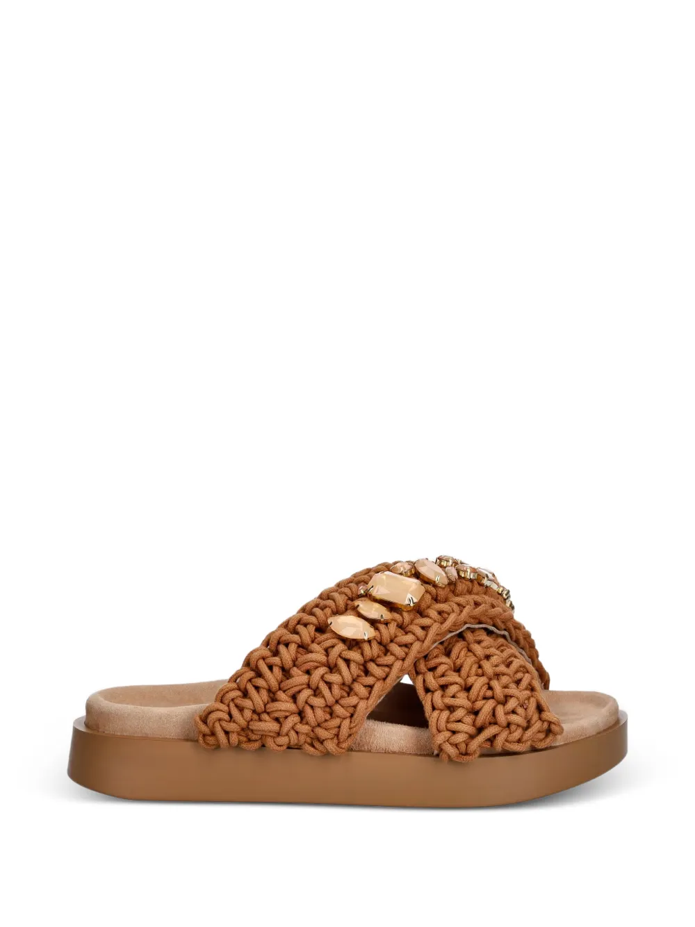 Inuikii Woven Stones crystal-embellished sandals Bruin