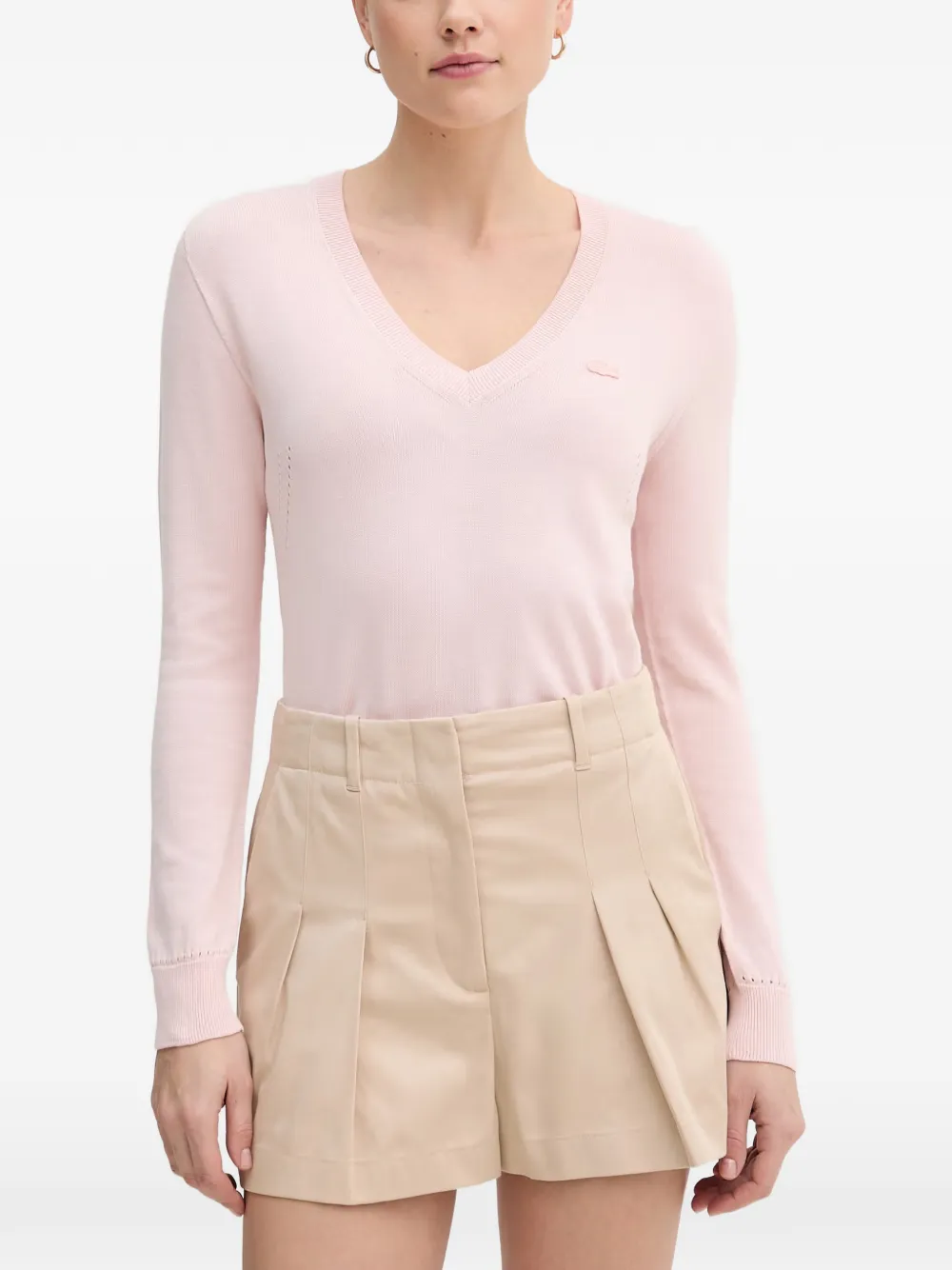 Lacoste V-neck Sweater In Pink
