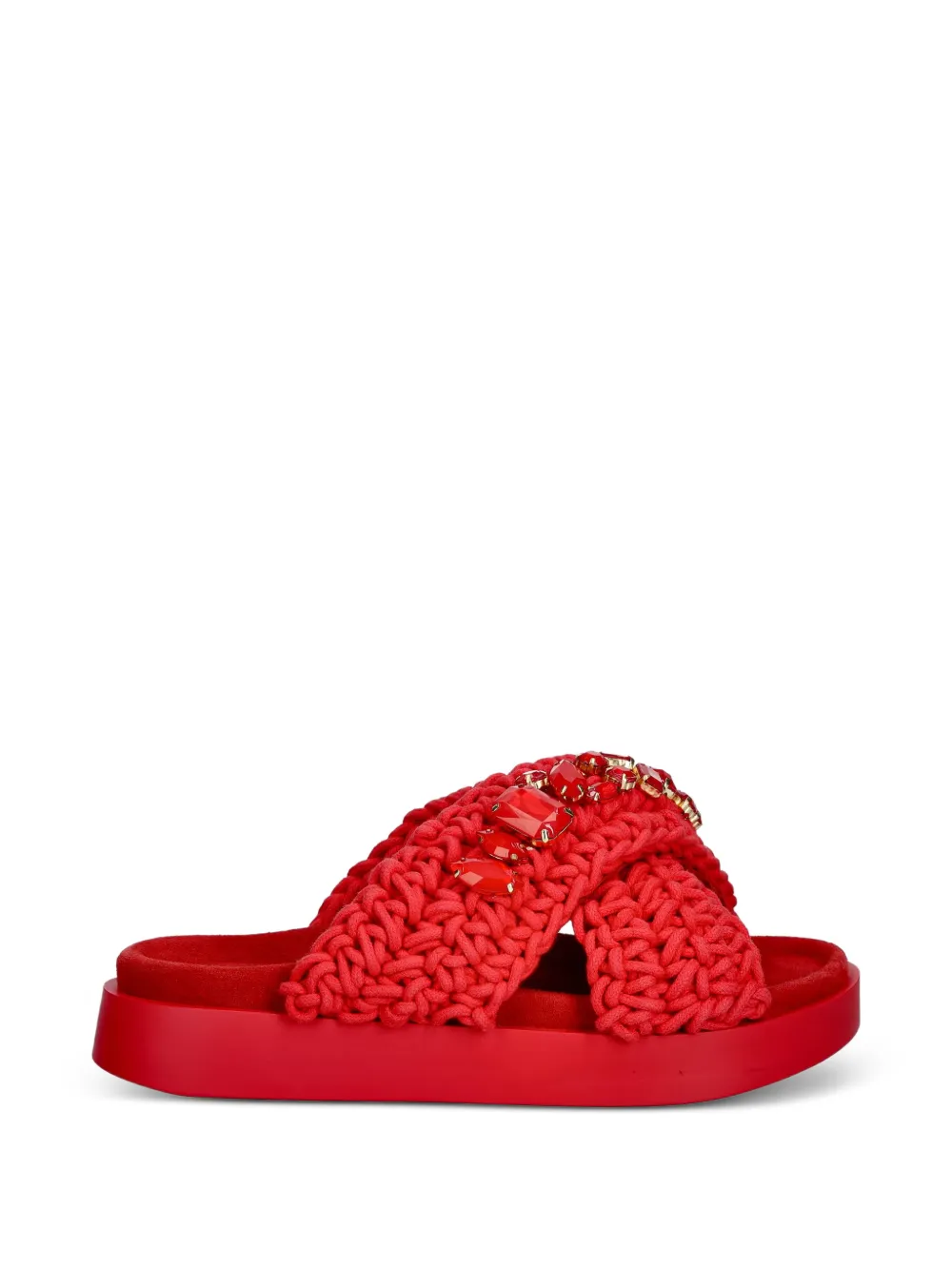 Inuikii Woven Stones crystal-embellished sandals Rood