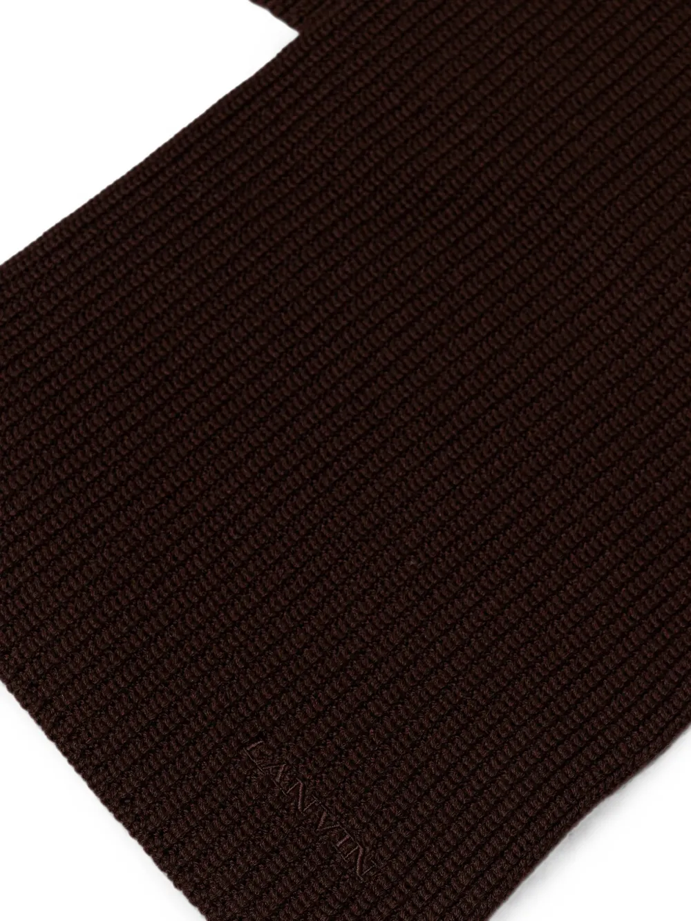 Lanvin Ribgebreide sjaal met geborduurd logo Bruin