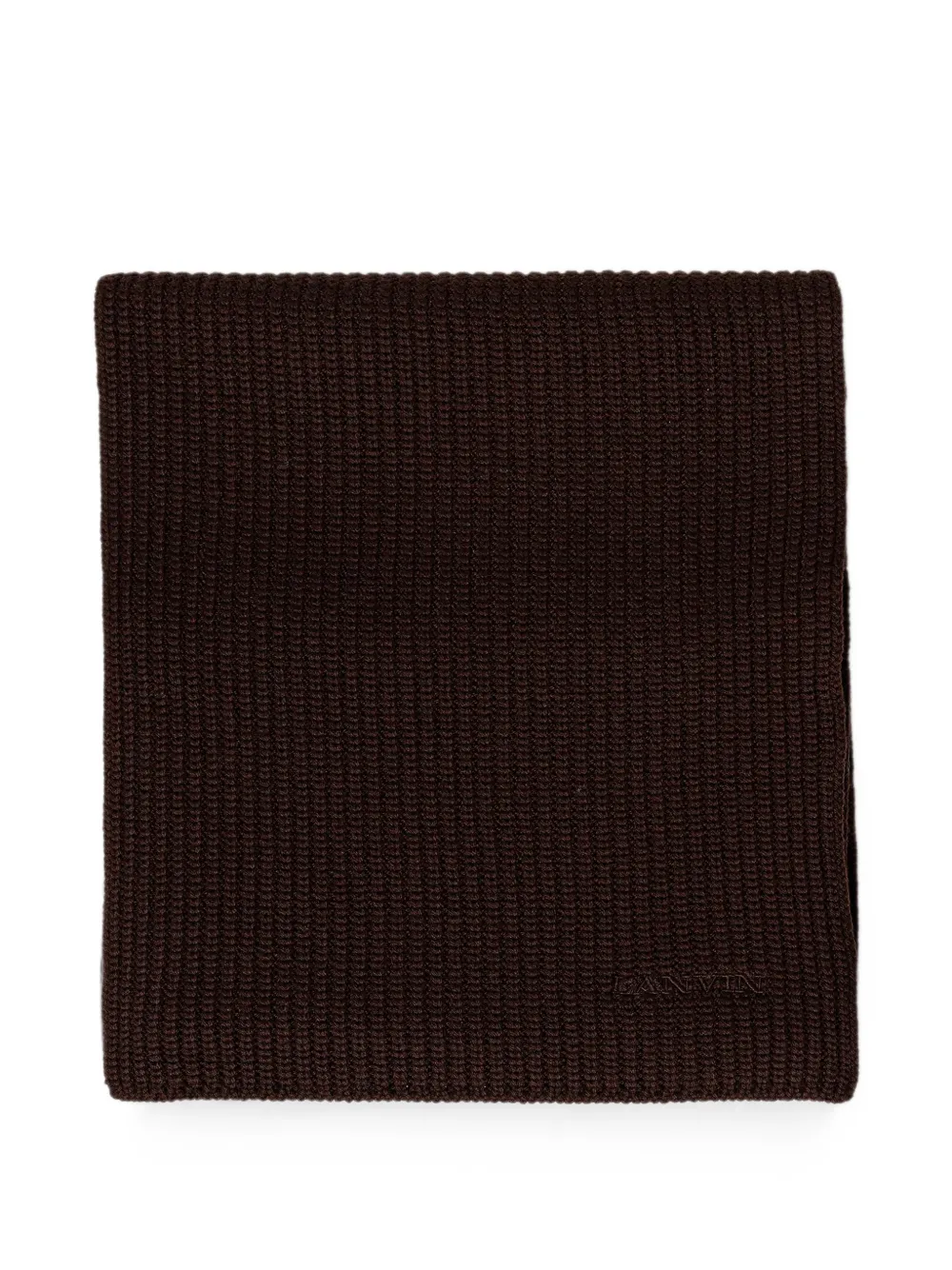 Lanvin Ribgebreide sjaal met geborduurd logo Bruin