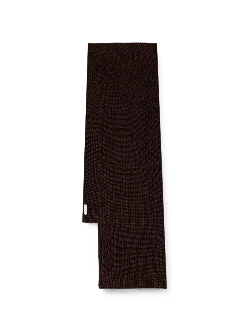 Lanvin ribbed-knit logo-embroidered scarf - Marrone