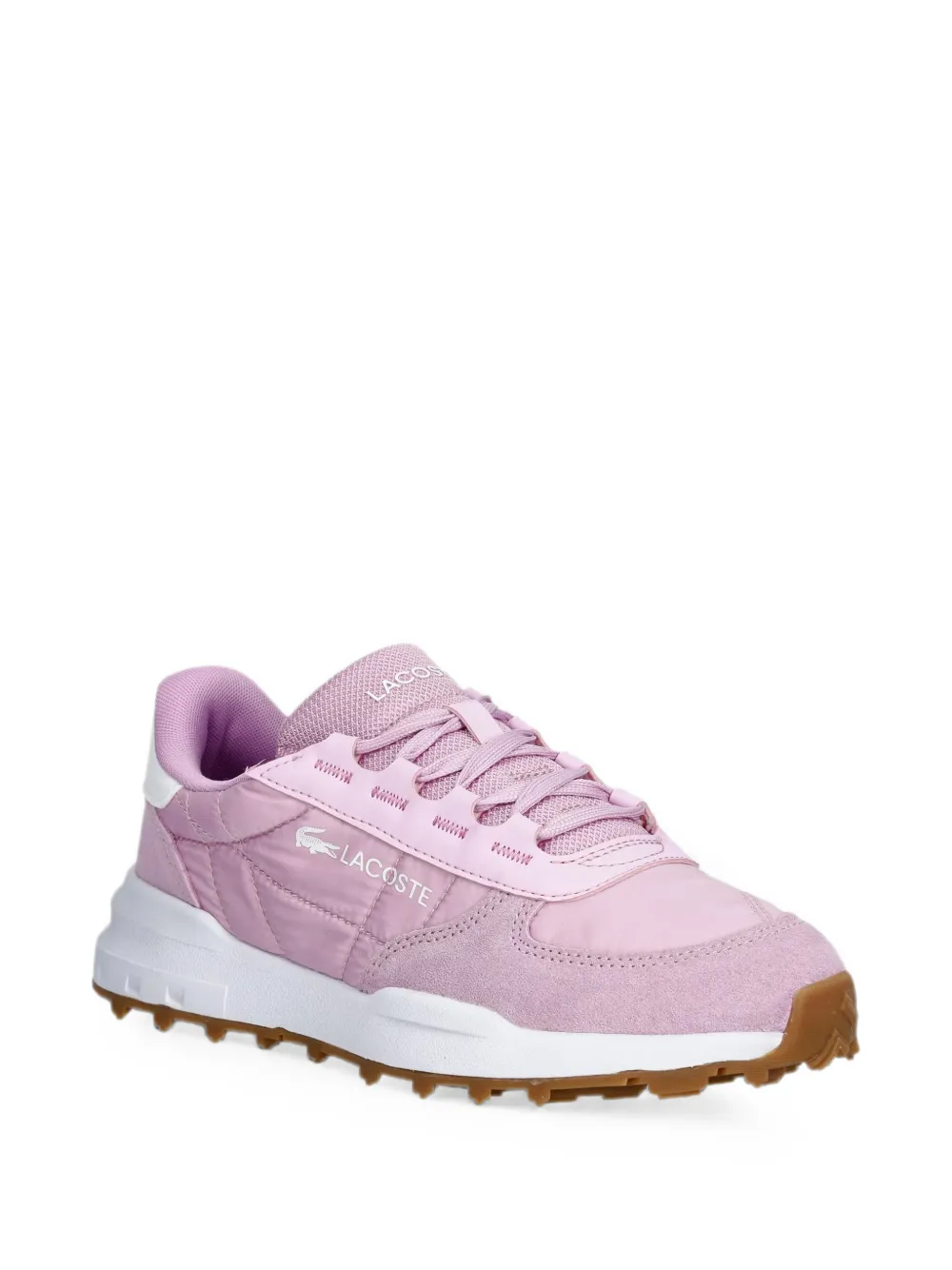 Lacoste Elite Active Evo quilted-effect suede-trim sneakers Roze