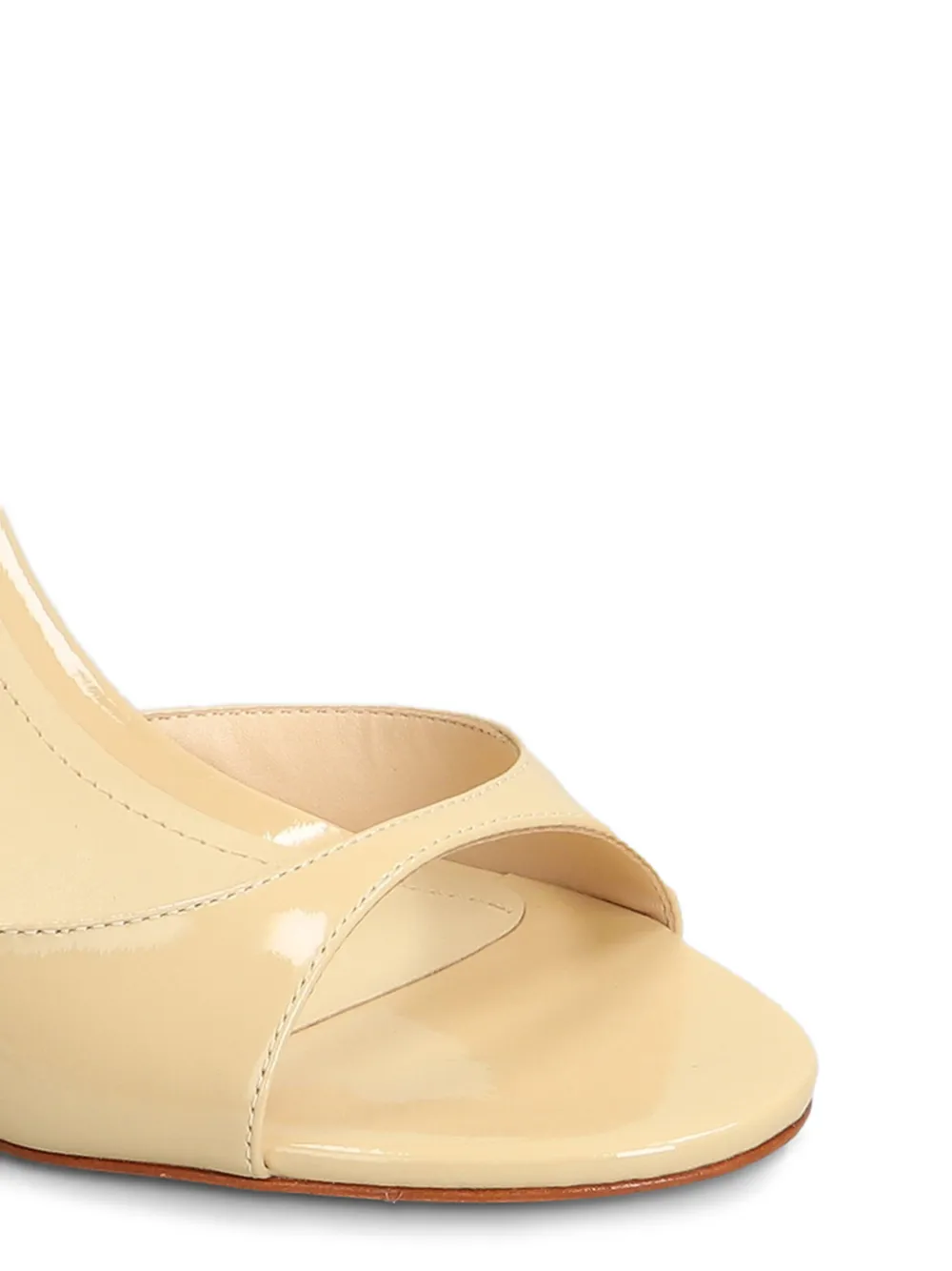 Schutz 100mm Scarlett patent-finish heeled sandals Beige