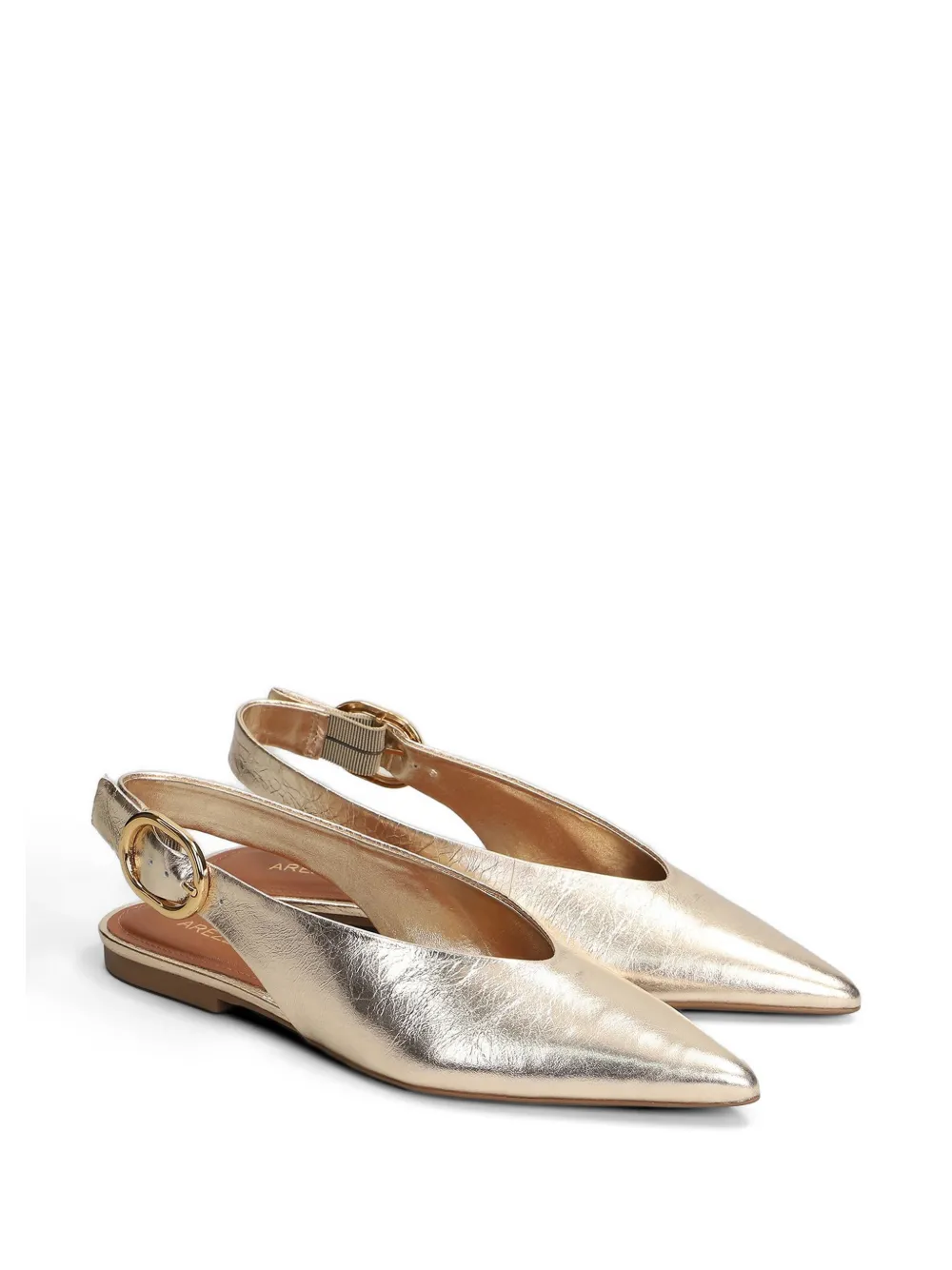 Arezzo buckle-fastening pointed-toe slingback ballet flats Goud
