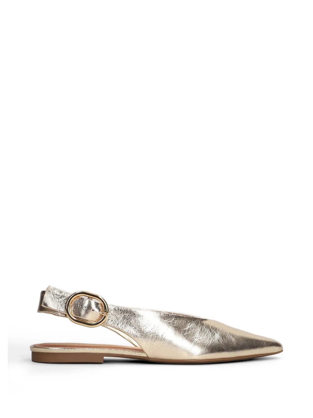 Arezzo buckle-fastening pointed-toe slingback ballet flats - Oro