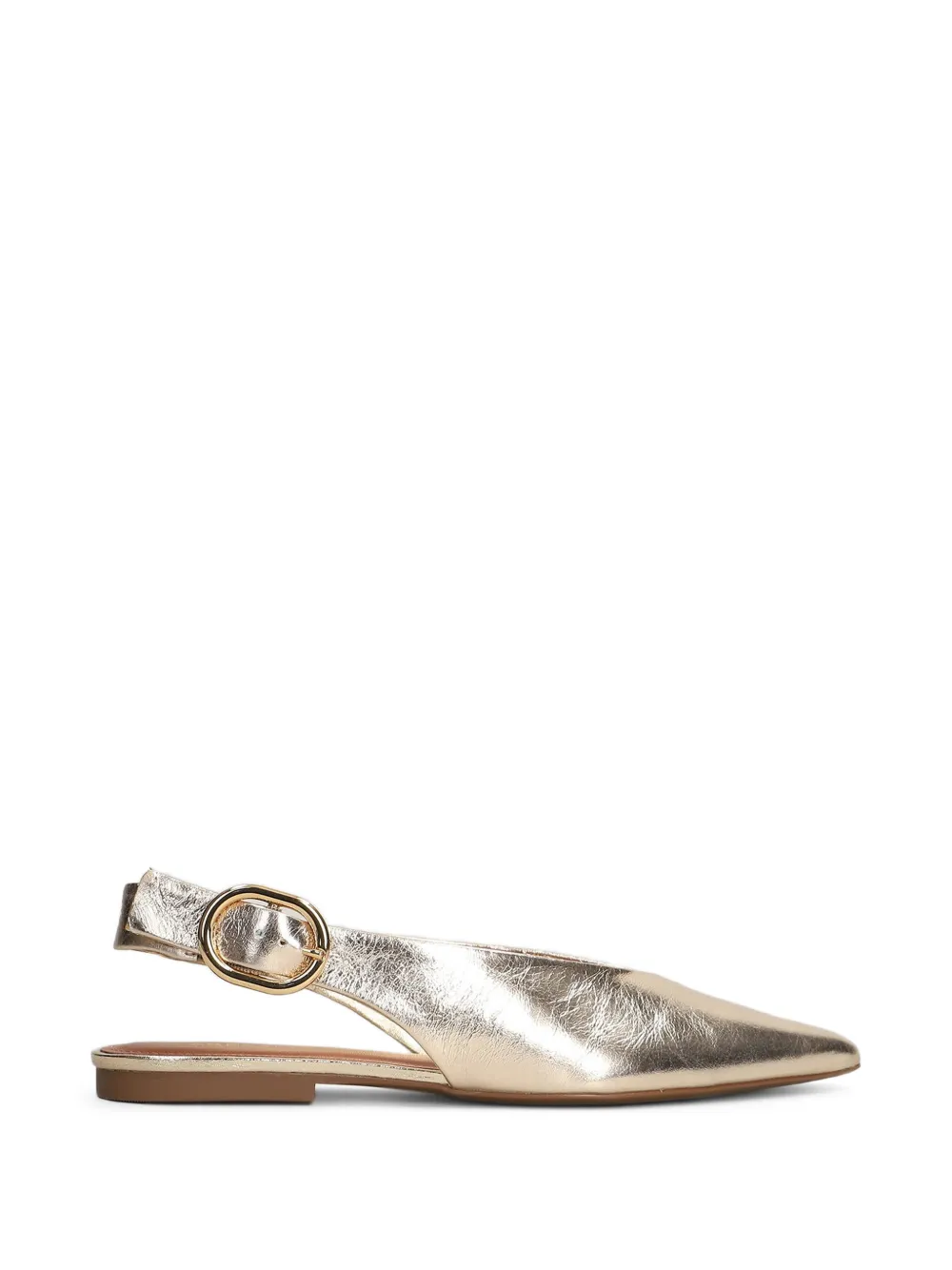 Arezzo buckle-fastening pointed-toe slingback ballet flats - Oro