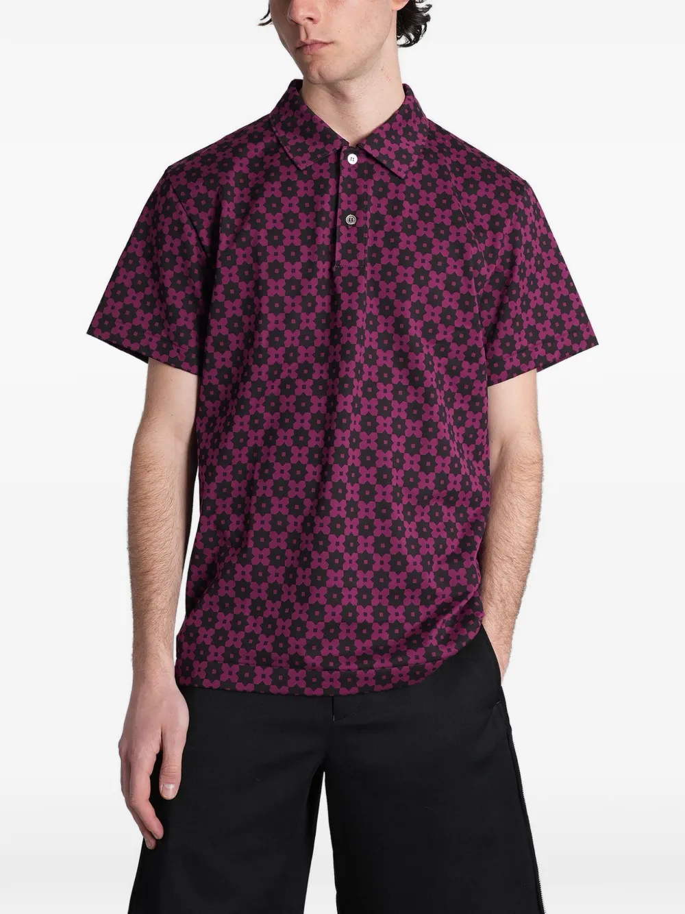 Comme des Garçons Homme Plus Polo con motivo geometrico - Rosso