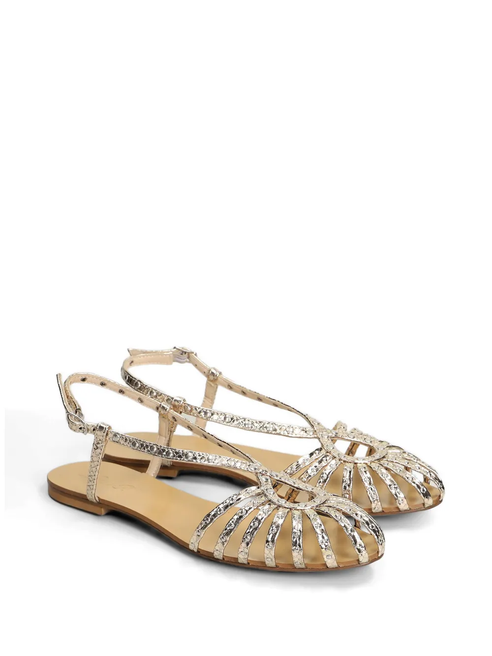 Anna F. snakeskin-effect studded sandals Goud
