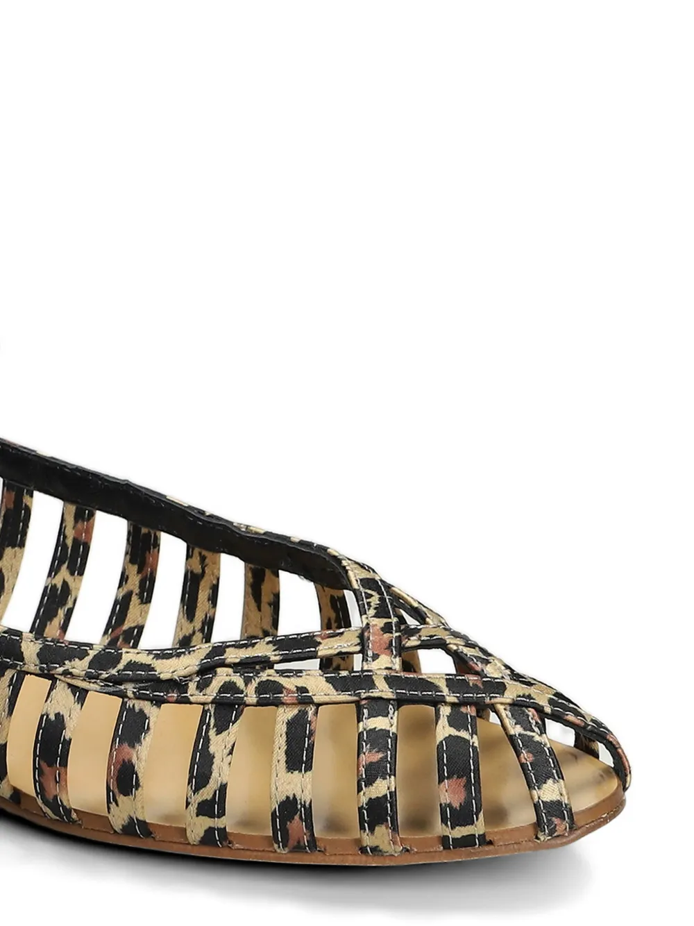 Anna F. animal-print cage sandals Beige