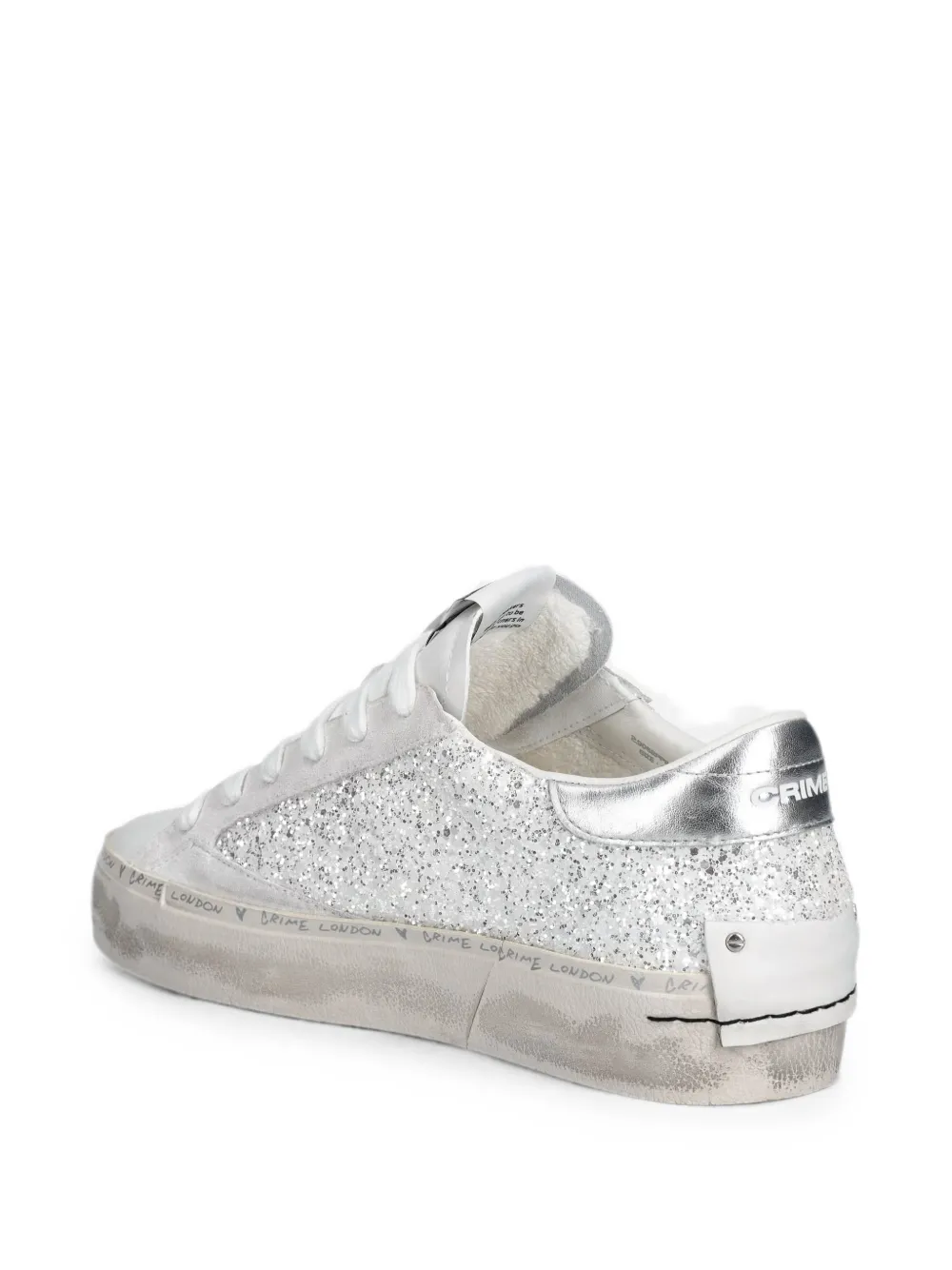 Crime London glitter-embellished leather sneakers Wit